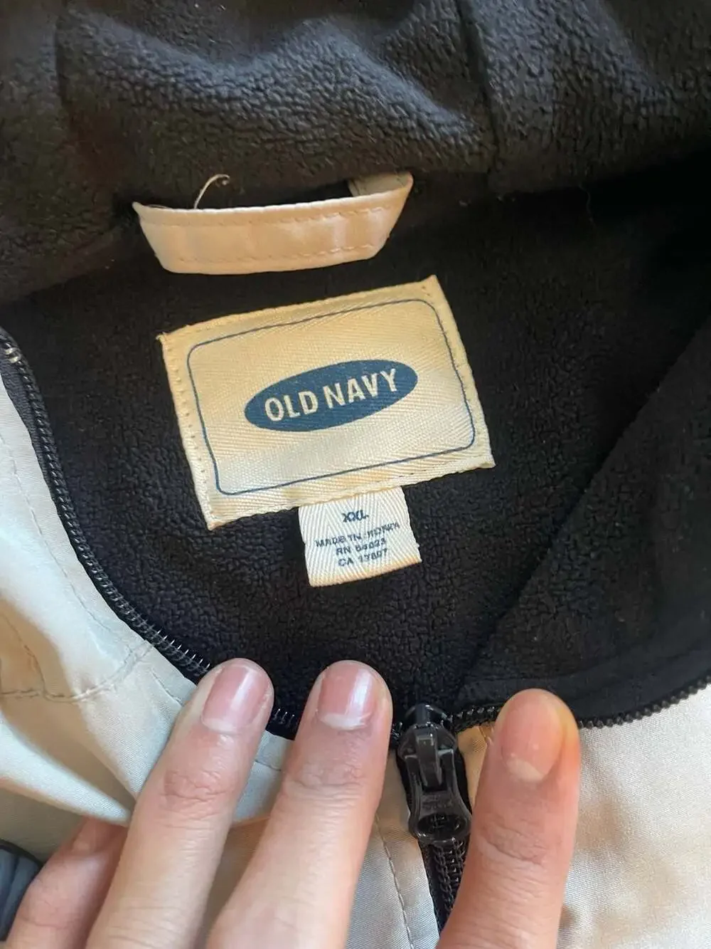 Old Navy Vintage 1/4 Zip Hooded Windbreaker Pullover Tan Black Stripe XXL